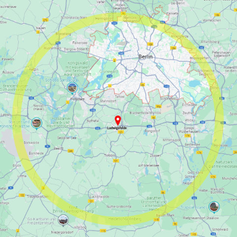 Radius um Berlin und Brandenburg für Elektrobaukästen von Baustrom Berlin Schulz